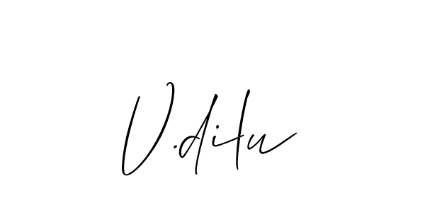 How to Draw V.dilu signature style? Allison_Script is a latest design signature styles for name V.dilu. V.dilu signature style 2 images and pictures png