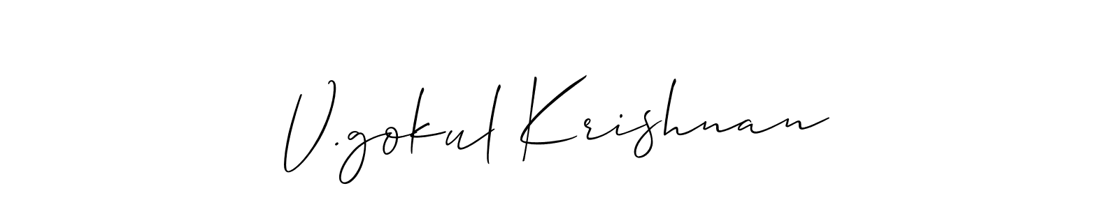 V.gokul Krishnan stylish signature style. Best Handwritten Sign (Allison_Script) for my name. Handwritten Signature Collection Ideas for my name V.gokul Krishnan. V.gokul Krishnan signature style 2 images and pictures png