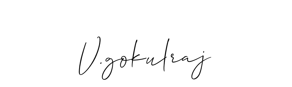 Use a signature maker to create a handwritten signature online. With this signature software, you can design (Allison_Script) your own signature for name V.gokulraj. V.gokulraj signature style 2 images and pictures png