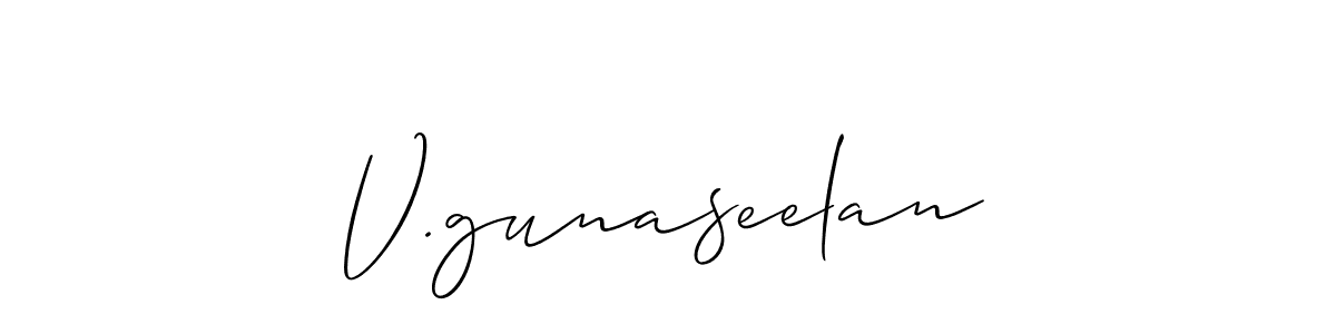 How to make V.gunaseelan signature? Allison_Script is a professional autograph style. Create handwritten signature for V.gunaseelan name. V.gunaseelan signature style 2 images and pictures png