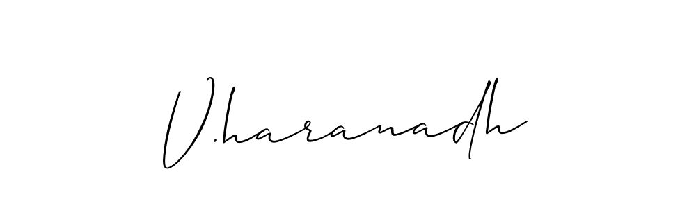 Make a beautiful signature design for name V.haranadh. With this signature (Allison_Script) style, you can create a handwritten signature for free. V.haranadh signature style 2 images and pictures png