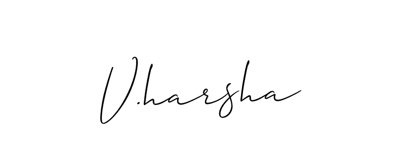 if you are searching for the best signature style for your name V.harsha. so please give up your signature search. here we have designed multiple signature styles  using Allison_Script. V.harsha signature style 2 images and pictures png
