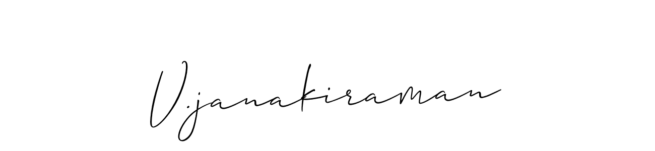 The best way (Allison_Script) to make a short signature is to pick only two or three words in your name. The name V.janakiraman include a total of six letters. For converting this name. V.janakiraman signature style 2 images and pictures png