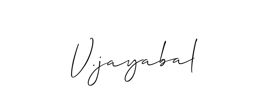 Make a beautiful signature design for name V.jayabal. With this signature (Allison_Script) style, you can create a handwritten signature for free. V.jayabal signature style 2 images and pictures png