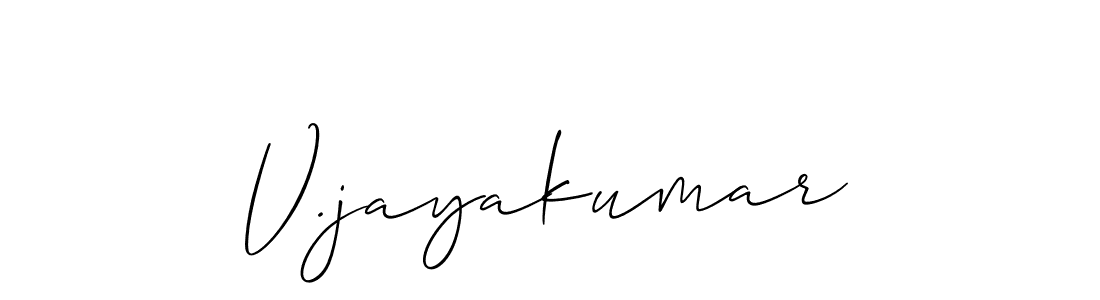 Allison_Script is a professional signature style that is perfect for those who want to add a touch of class to their signature. It is also a great choice for those who want to make their signature more unique. Get V.jayakumar name to fancy signature for free. V.jayakumar signature style 2 images and pictures png