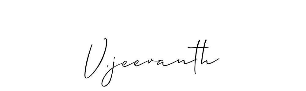 How to make V.jeevanth name signature. Use Allison_Script style for creating short signs online. This is the latest handwritten sign. V.jeevanth signature style 2 images and pictures png