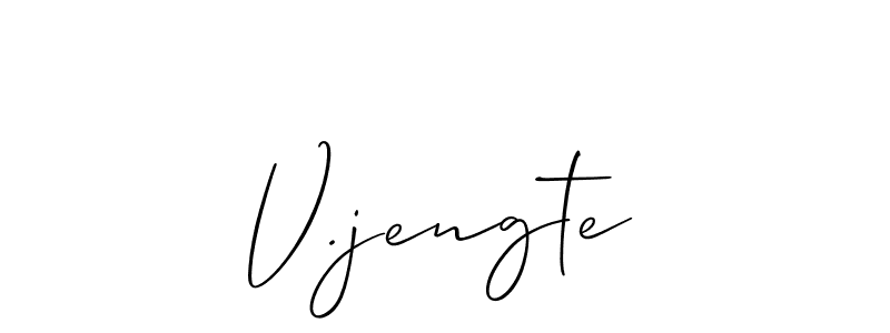 Similarly Allison_Script is the best handwritten signature design. Signature creator online .You can use it as an online autograph creator for name V.jengte. V.jengte signature style 2 images and pictures png