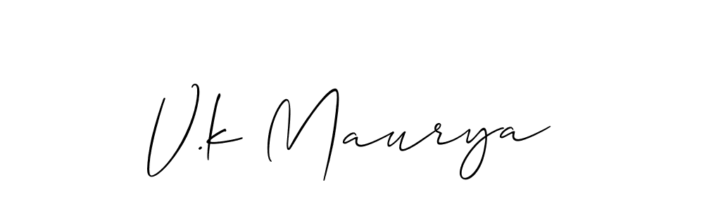 Create a beautiful signature design for name V.k Maurya. With this signature (Allison_Script) fonts, you can make a handwritten signature for free. V.k Maurya signature style 2 images and pictures png