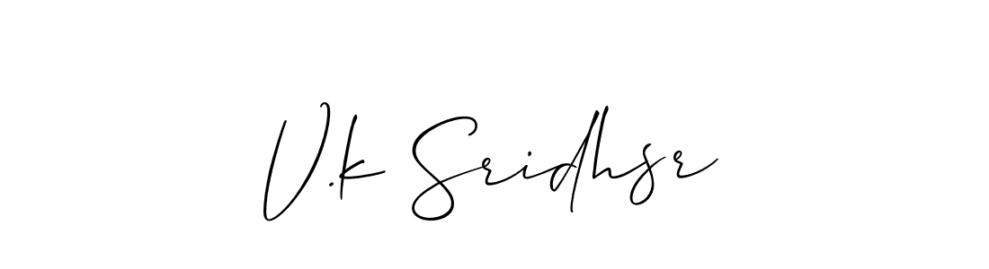 It looks lik you need a new signature style for name V.k Sridhsr. Design unique handwritten (Allison_Script) signature with our free signature maker in just a few clicks. V.k Sridhsr signature style 2 images and pictures png