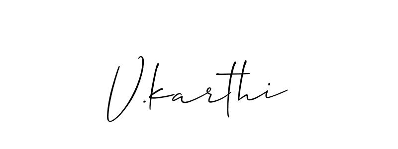 How to make V.karthi name signature. Use Allison_Script style for creating short signs online. This is the latest handwritten sign. V.karthi signature style 2 images and pictures png