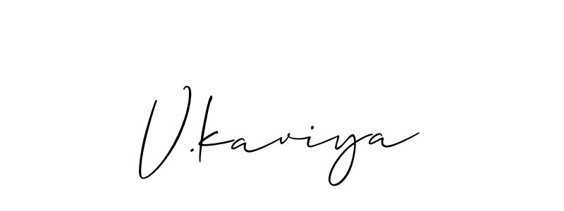 Create a beautiful signature design for name V.kaviya. With this signature (Allison_Script) fonts, you can make a handwritten signature for free. V.kaviya signature style 2 images and pictures png