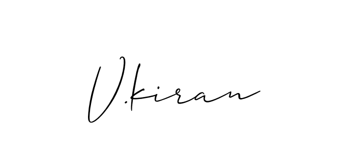 if you are searching for the best signature style for your name V.kiran. so please give up your signature search. here we have designed multiple signature styles  using Allison_Script. V.kiran signature style 2 images and pictures png