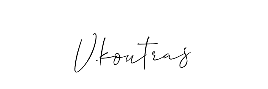 Also we have V.koutras name is the best signature style. Create professional handwritten signature collection using Allison_Script autograph style. V.koutras signature style 2 images and pictures png