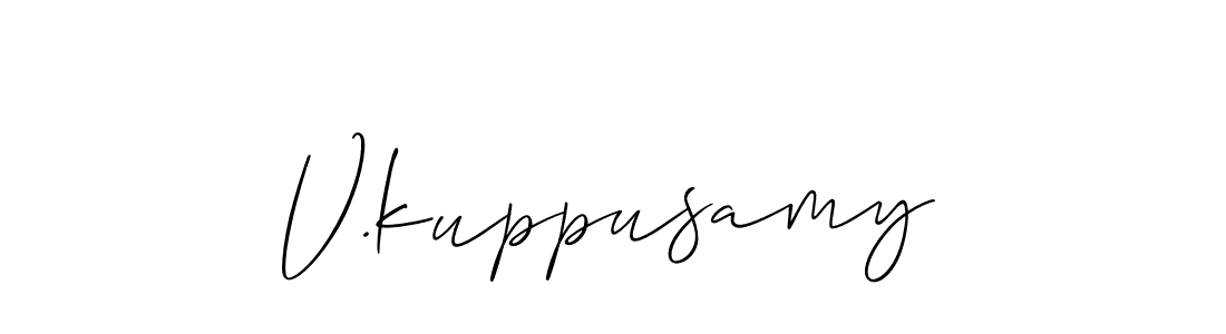 Make a beautiful signature design for name V.kuppusamy. With this signature (Allison_Script) style, you can create a handwritten signature for free. V.kuppusamy signature style 2 images and pictures png