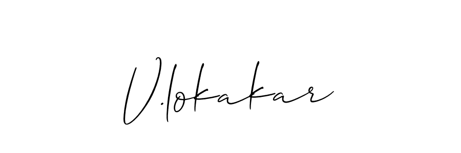 Allison_Script is a professional signature style that is perfect for those who want to add a touch of class to their signature. It is also a great choice for those who want to make their signature more unique. Get V.lokakar name to fancy signature for free. V.lokakar signature style 2 images and pictures png
