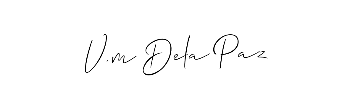 Use a signature maker to create a handwritten signature online. With this signature software, you can design (Allison_Script) your own signature for name V.m Dela Paz. V.m Dela Paz signature style 2 images and pictures png