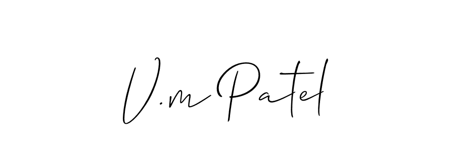 if you are searching for the best signature style for your name V.m Patel. so please give up your signature search. here we have designed multiple signature styles  using Allison_Script. V.m Patel signature style 2 images and pictures png