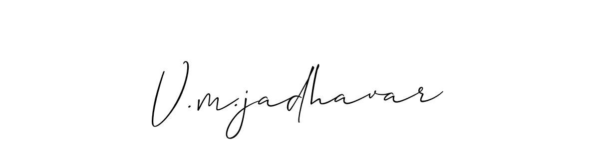 if you are searching for the best signature style for your name V.m.jadhavar. so please give up your signature search. here we have designed multiple signature styles  using Allison_Script. V.m.jadhavar signature style 2 images and pictures png