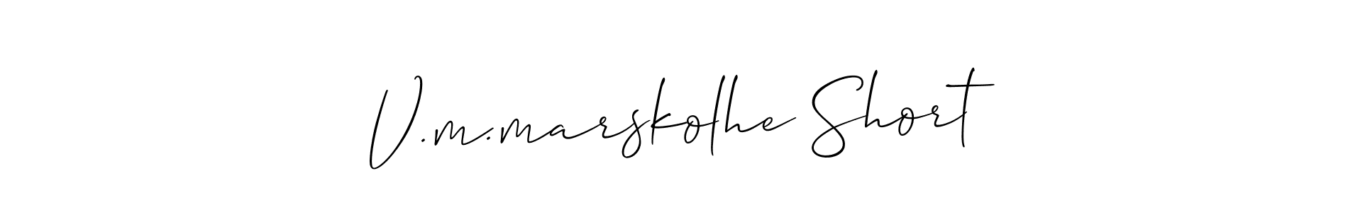 Use a signature maker to create a handwritten signature online. With this signature software, you can design (Allison_Script) your own signature for name V.m.marskolhe Short. V.m.marskolhe Short signature style 2 images and pictures png