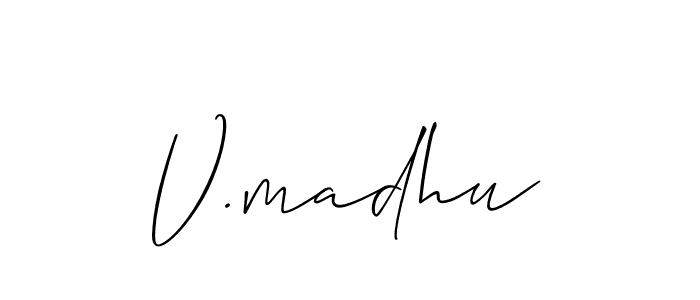 Make a short V.madhu signature style. Manage your documents anywhere anytime using Allison_Script. Create and add eSignatures, submit forms, share and send files easily. V.madhu signature style 2 images and pictures png