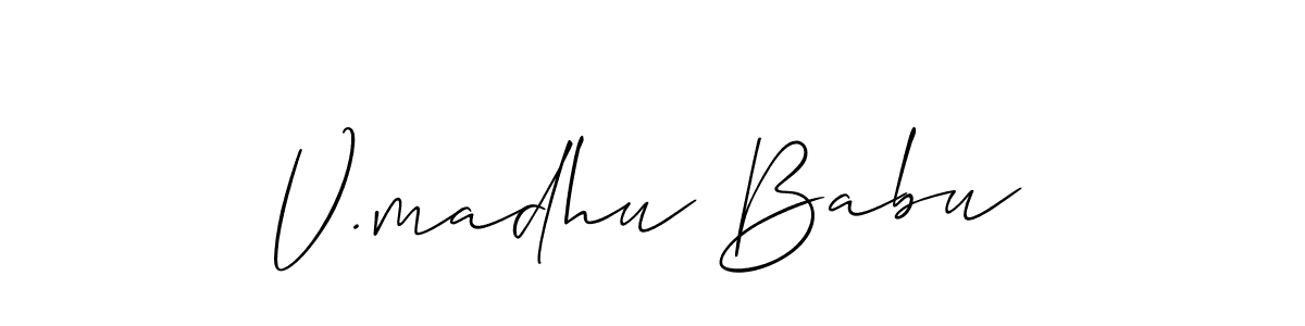 Design your own signature with our free online signature maker. With this signature software, you can create a handwritten (Allison_Script) signature for name V.madhu Babu. V.madhu Babu signature style 2 images and pictures png