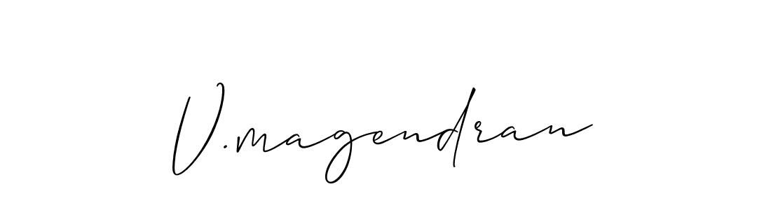 Make a beautiful signature design for name V.magendran. With this signature (Allison_Script) style, you can create a handwritten signature for free. V.magendran signature style 2 images and pictures png