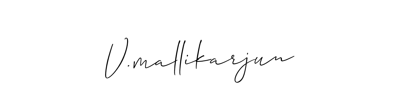The best way (Allison_Script) to make a short signature is to pick only two or three words in your name. The name V.mallikarjun include a total of six letters. For converting this name. V.mallikarjun signature style 2 images and pictures png