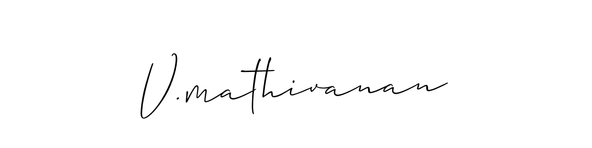 V.mathivanan stylish signature style. Best Handwritten Sign (Allison_Script) for my name. Handwritten Signature Collection Ideas for my name V.mathivanan. V.mathivanan signature style 2 images and pictures png