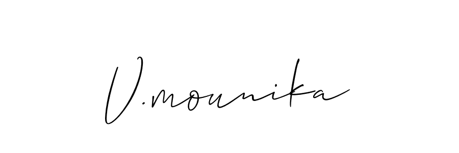 How to Draw V.mounika signature style? Allison_Script is a latest design signature styles for name V.mounika. V.mounika signature style 2 images and pictures png