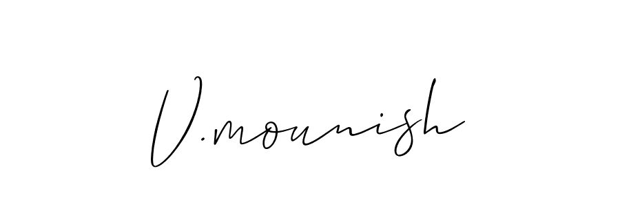 How to Draw V.mounish signature style? Allison_Script is a latest design signature styles for name V.mounish. V.mounish signature style 2 images and pictures png