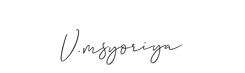 How to Draw V.msyoriya signature style? Allison_Script is a latest design signature styles for name V.msyoriya. V.msyoriya signature style 2 images and pictures png