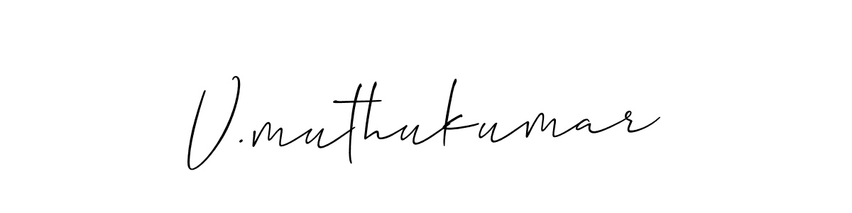 The best way (Allison_Script) to make a short signature is to pick only two or three words in your name. The name V.muthukumar include a total of six letters. For converting this name. V.muthukumar signature style 2 images and pictures png