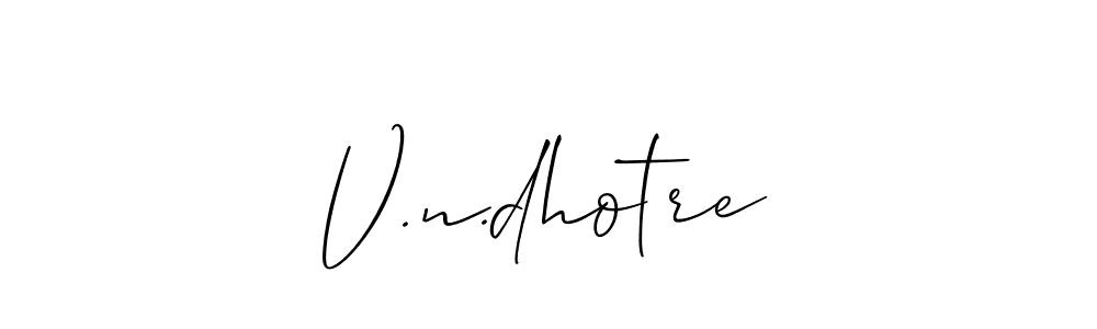 Make a beautiful signature design for name V.n.dhotre. With this signature (Allison_Script) style, you can create a handwritten signature for free. V.n.dhotre signature style 2 images and pictures png
