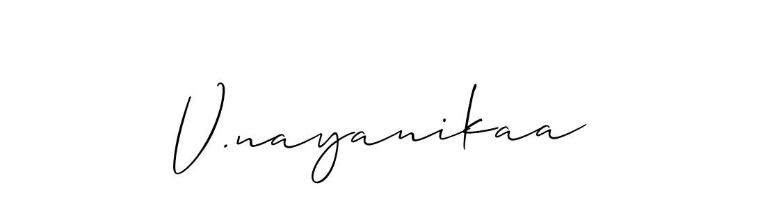 How to make V.nayanikaa signature? Allison_Script is a professional autograph style. Create handwritten signature for V.nayanikaa name. V.nayanikaa signature style 2 images and pictures png