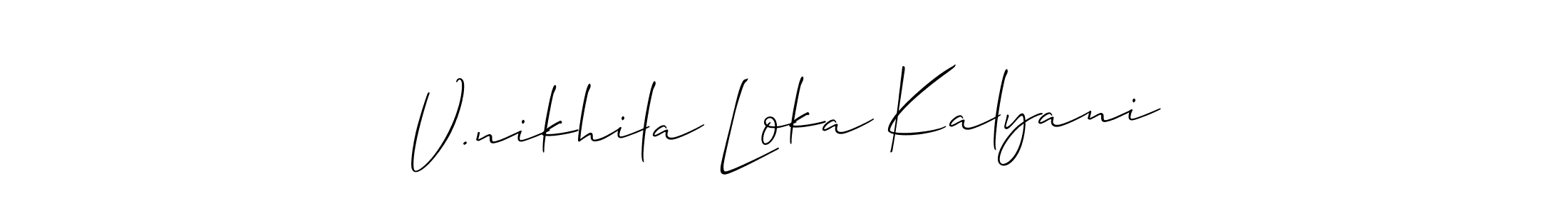 Make a beautiful signature design for name V.nikhila Loka Kalyani. Use this online signature maker to create a handwritten signature for free. V.nikhila Loka Kalyani signature style 2 images and pictures png