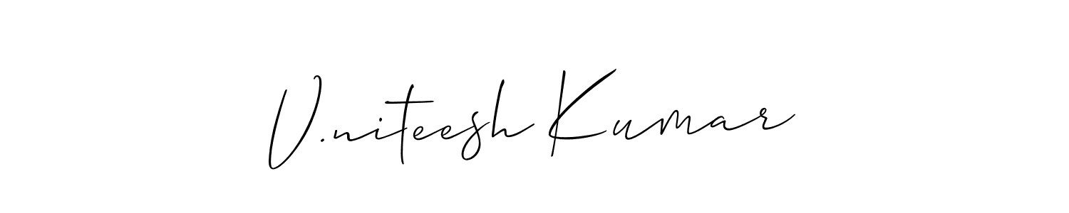 Also we have V.niteesh Kumar name is the best signature style. Create professional handwritten signature collection using Allison_Script autograph style. V.niteesh Kumar signature style 2 images and pictures png