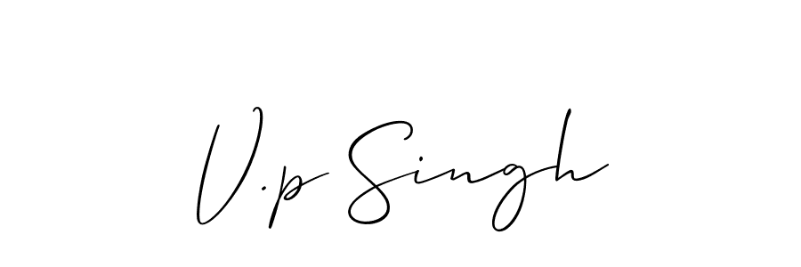 Use a signature maker to create a handwritten signature online. With this signature software, you can design (Allison_Script) your own signature for name V.p Singh. V.p Singh signature style 2 images and pictures png