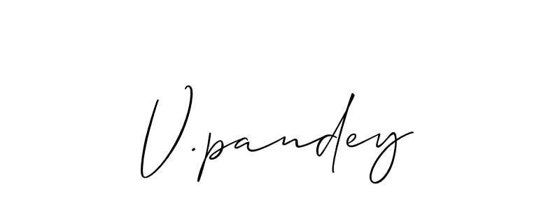 if you are searching for the best signature style for your name V.pandey. so please give up your signature search. here we have designed multiple signature styles  using Allison_Script. V.pandey signature style 2 images and pictures png