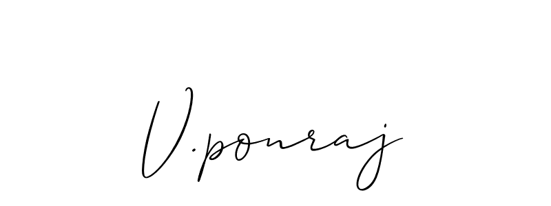 How to Draw V.ponraj signature style? Allison_Script is a latest design signature styles for name V.ponraj. V.ponraj signature style 2 images and pictures png