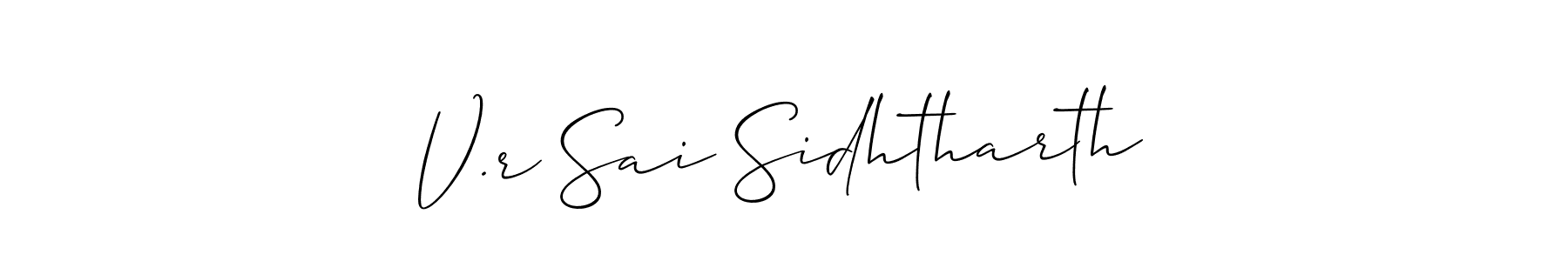 Also You can easily find your signature by using the search form. We will create V.r Sai Sidhtharth name handwritten signature images for you free of cost using Allison_Script sign style. V.r Sai Sidhtharth signature style 2 images and pictures png