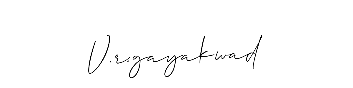 Create a beautiful signature design for name V.r.gayakwad. With this signature (Allison_Script) fonts, you can make a handwritten signature for free. V.r.gayakwad signature style 2 images and pictures png