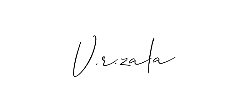 Use a signature maker to create a handwritten signature online. With this signature software, you can design (Allison_Script) your own signature for name V.r.zala. V.r.zala signature style 2 images and pictures png