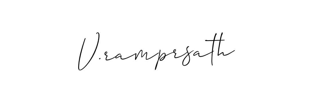 Use a signature maker to create a handwritten signature online. With this signature software, you can design (Allison_Script) your own signature for name V.ramprsath. V.ramprsath signature style 2 images and pictures png