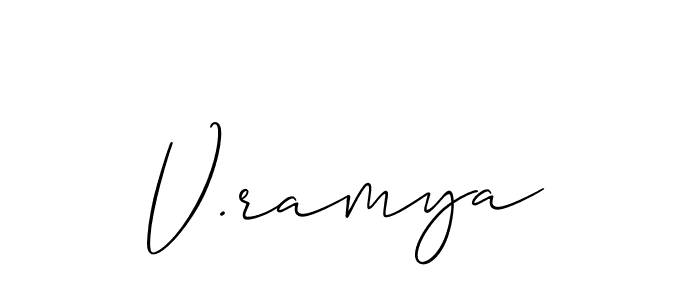 Make a short V.ramya signature style. Manage your documents anywhere anytime using Allison_Script. Create and add eSignatures, submit forms, share and send files easily. V.ramya signature style 2 images and pictures png