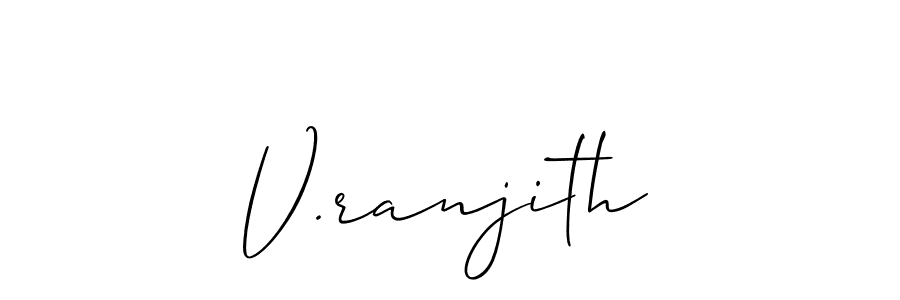 How to make V.ranjith name signature. Use Allison_Script style for creating short signs online. This is the latest handwritten sign. V.ranjith signature style 2 images and pictures png
