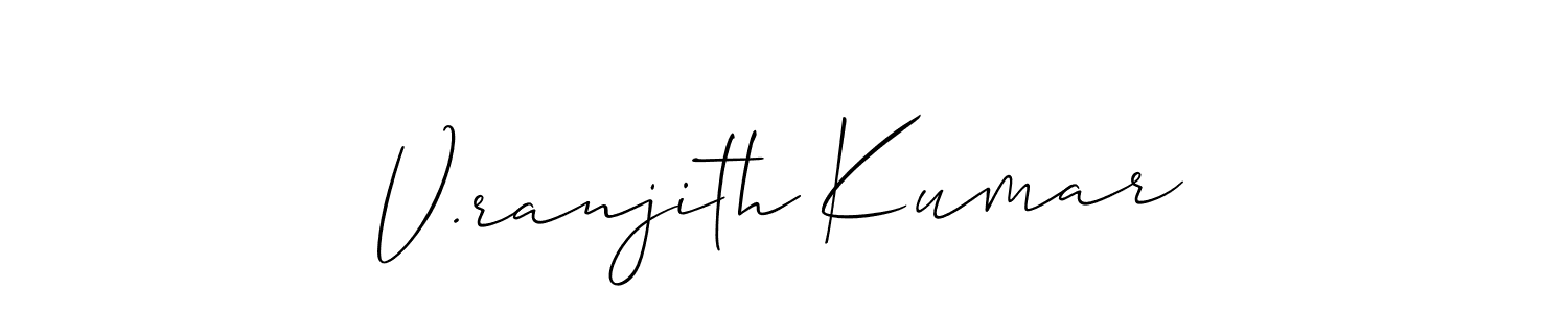 Create a beautiful signature design for name V.ranjith Kumar. With this signature (Allison_Script) fonts, you can make a handwritten signature for free. V.ranjith Kumar signature style 2 images and pictures png