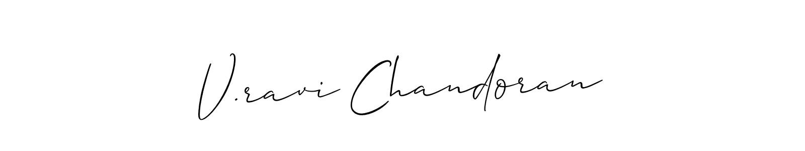 Allison_Script is a professional signature style that is perfect for those who want to add a touch of class to their signature. It is also a great choice for those who want to make their signature more unique. Get V.ravi Chandoran name to fancy signature for free. V.ravi Chandoran signature style 2 images and pictures png