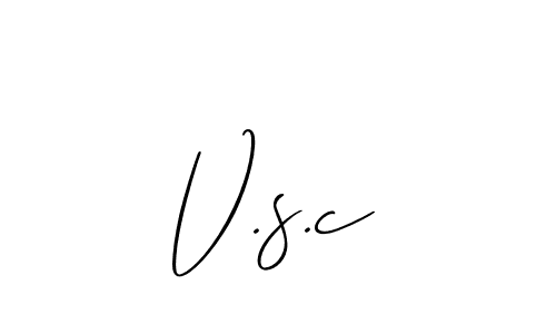 Make a beautiful signature design for name V.s.c. With this signature (Allison_Script) style, you can create a handwritten signature for free. V.s.c signature style 2 images and pictures png