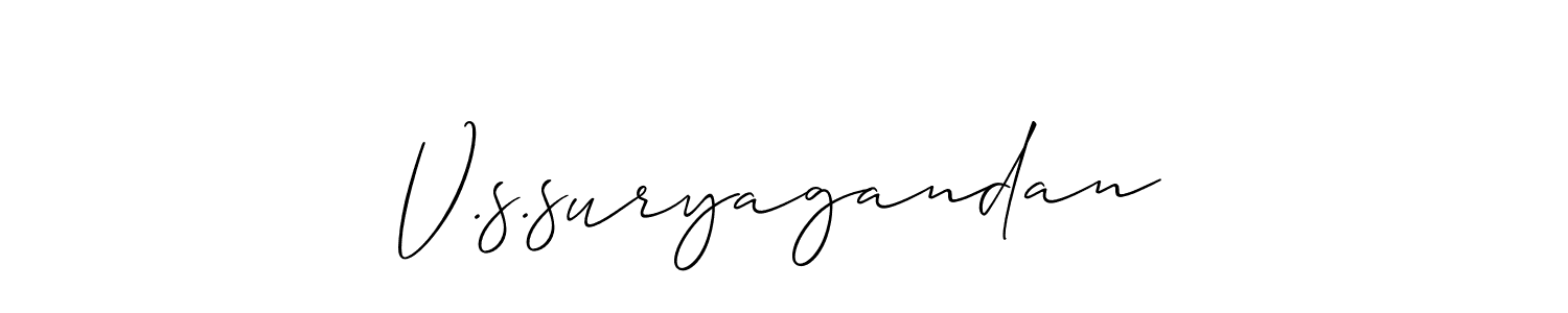 It looks lik you need a new signature style for name V.s.suryagandan. Design unique handwritten (Allison_Script) signature with our free signature maker in just a few clicks. V.s.suryagandan signature style 2 images and pictures png