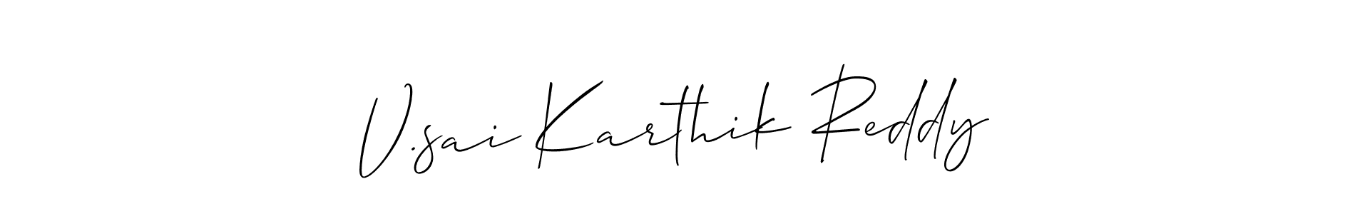 How to make V.sai Karthik Reddy name signature. Use Allison_Script style for creating short signs online. This is the latest handwritten sign. V.sai Karthik Reddy signature style 2 images and pictures png